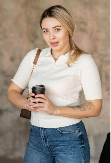 Молочная футболка поло косичка. Maritel. Изображенние 4