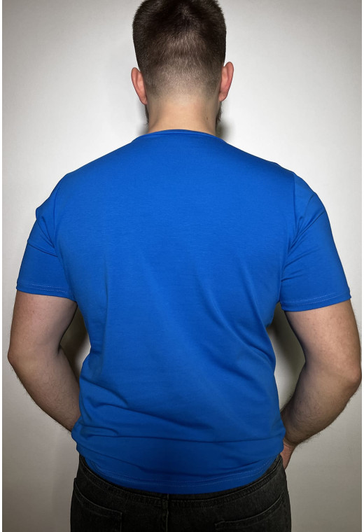 Синя чоловіча футболка з вишивкою — 703455. Maritel. Зображення 1 Синя чоловіча футболка з вишивкою — 703455. Maritel. Зображення 1