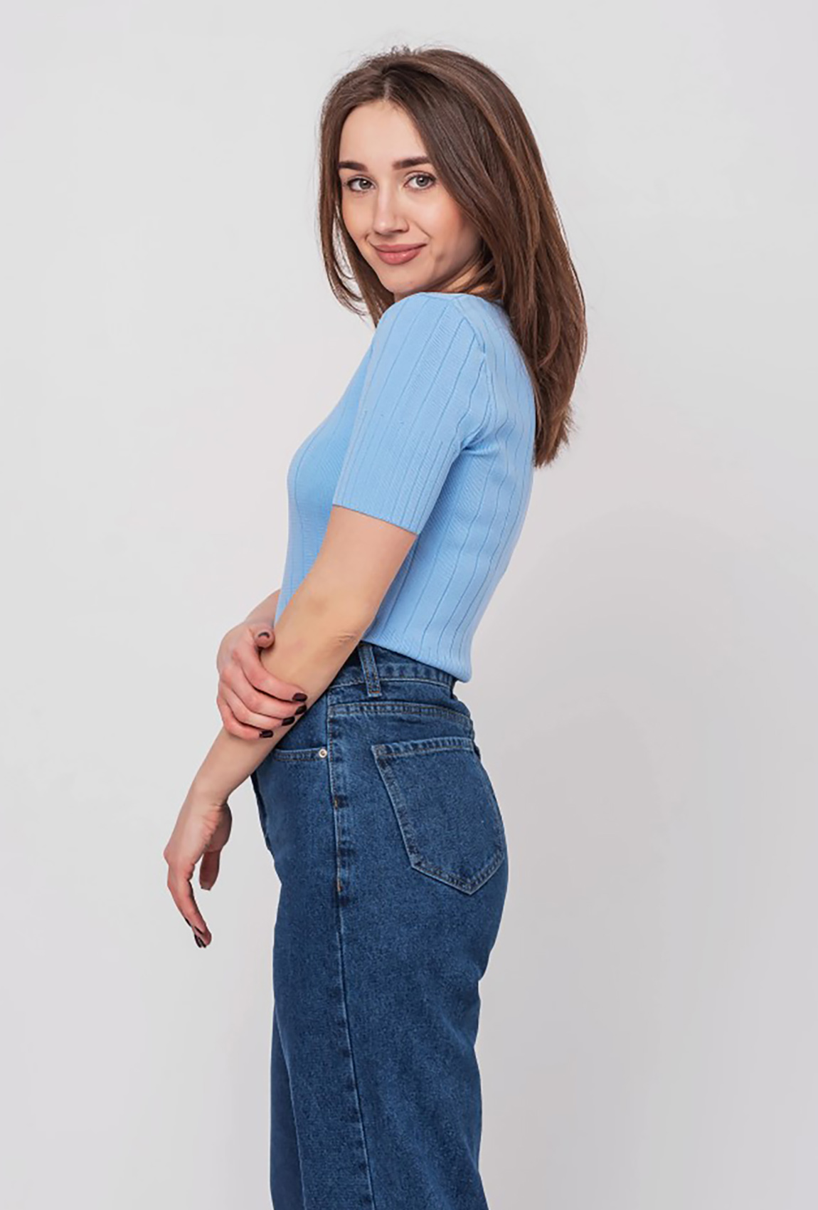 Голубая футболка с V – вырезом —  920666. Maritel. Изображенние 2