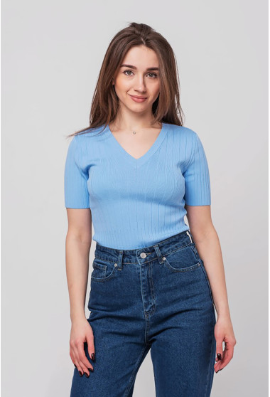 Голубая футболка с V – вырезом. Maritel. Изображенние 7