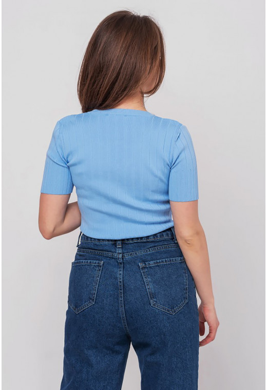 Блакитна футболка з V - вирізом — 920666. Maritel. Зображення 1 Блакитна футболка з V - вирізом — 920666. Maritel. Зображення 1