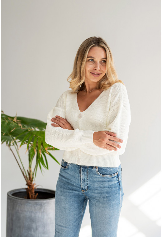 Молочний кардиган вкорочений — 802813. Maritel. Зображення 2 Молочний кардиган вкорочений — 802813. Maritel. Зображення 2