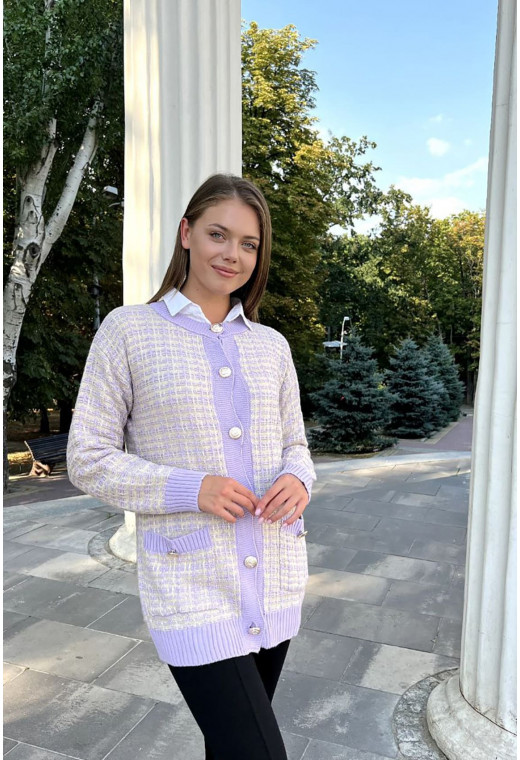 Лавандовый кардиган с золотыми пуговицами. Maritel. Изображенние 2 Лавандовый кардиган с золотыми пуговицами. Maritel. Изображенние 2