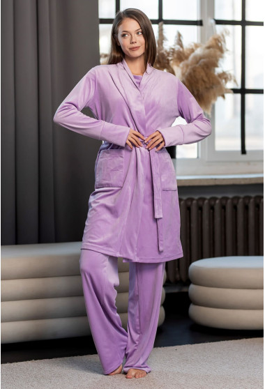 Лавандовий велюровий халат. Maritel. Зображення 9