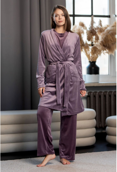 Ліловий велюровий халат. Maritel. Зображення 9