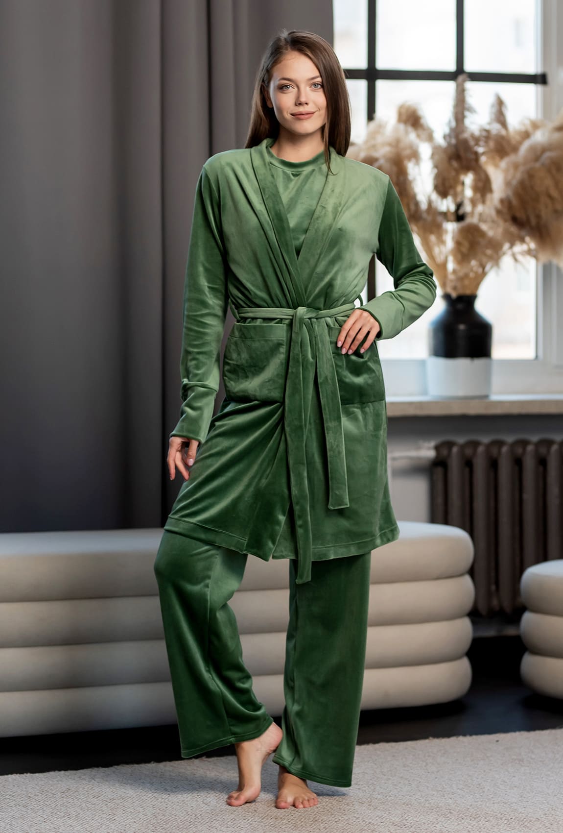 Велюровий халат олива — 619639. Maritel Велюровий халат олива — 619639. Maritel