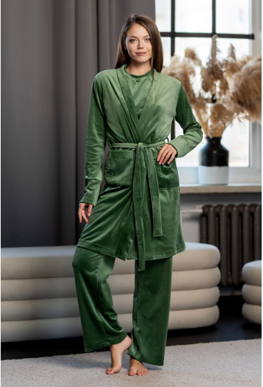 Велюровый халат олива. Maritel. Изображенние 9