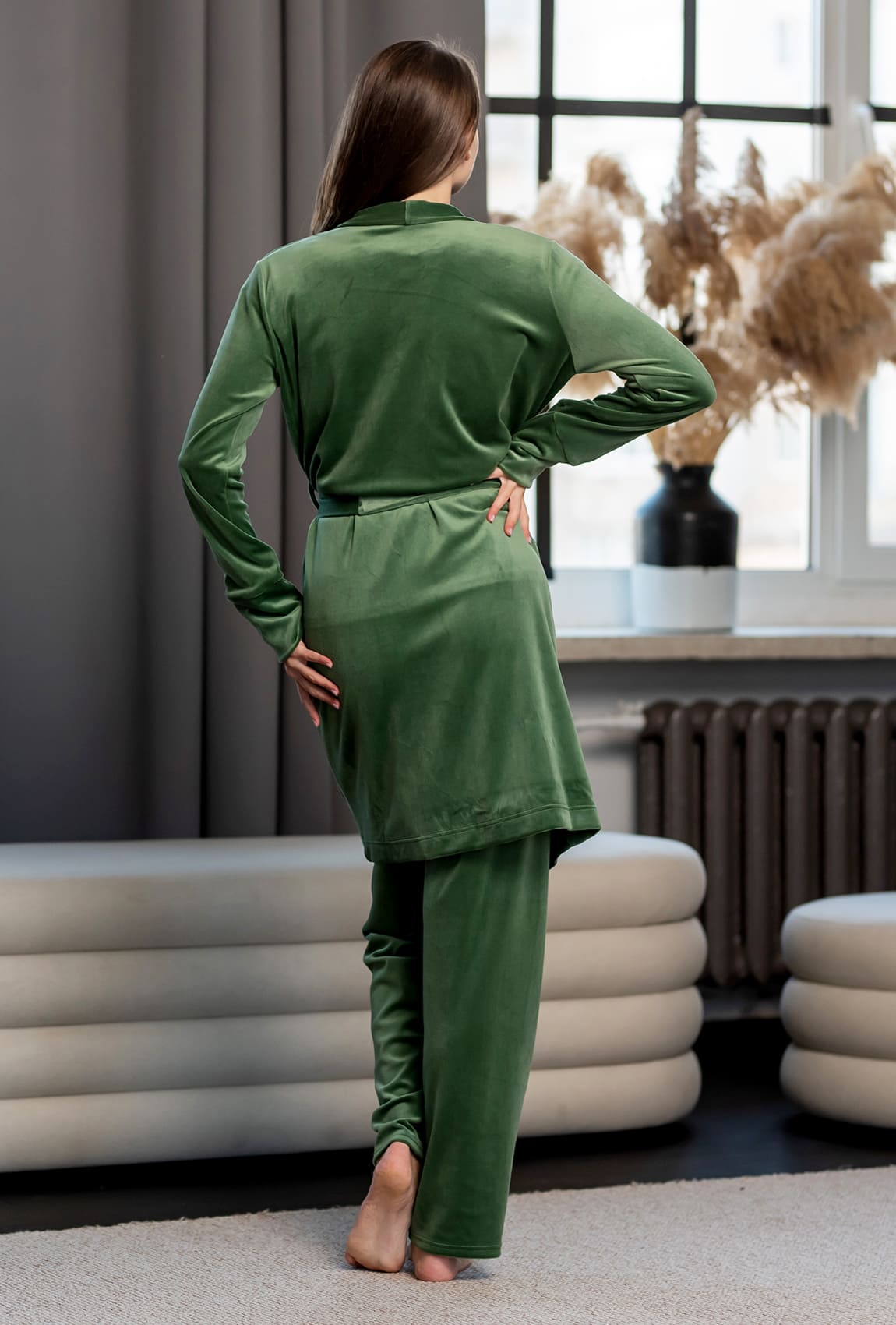 Велюровий халат олива — 619639. Maritel. Зображення 1 Велюровий халат олива — 619639. Maritel. Зображення 1