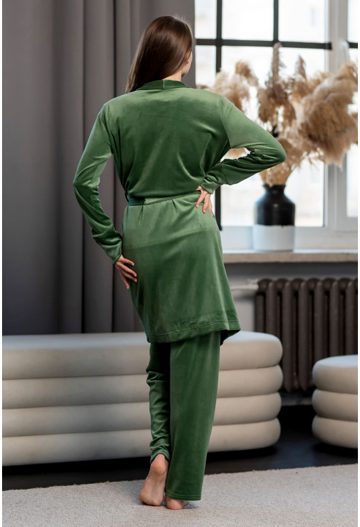 Велюровий халат олива — 619639. Maritel. Зображення 1 Велюровий халат олива — 619639. Maritel. Зображення 1