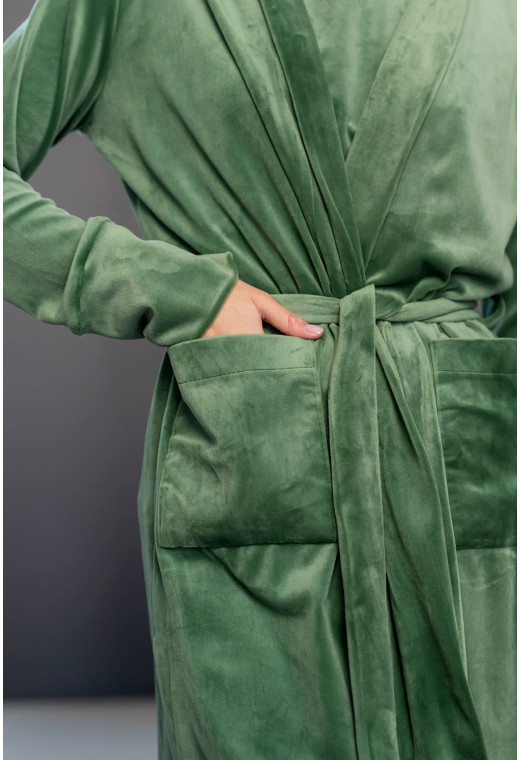 Велюровий халат олива — 619639. Maritel. Зображення 2 Велюровий халат олива — 619639. Maritel. Зображення 2
