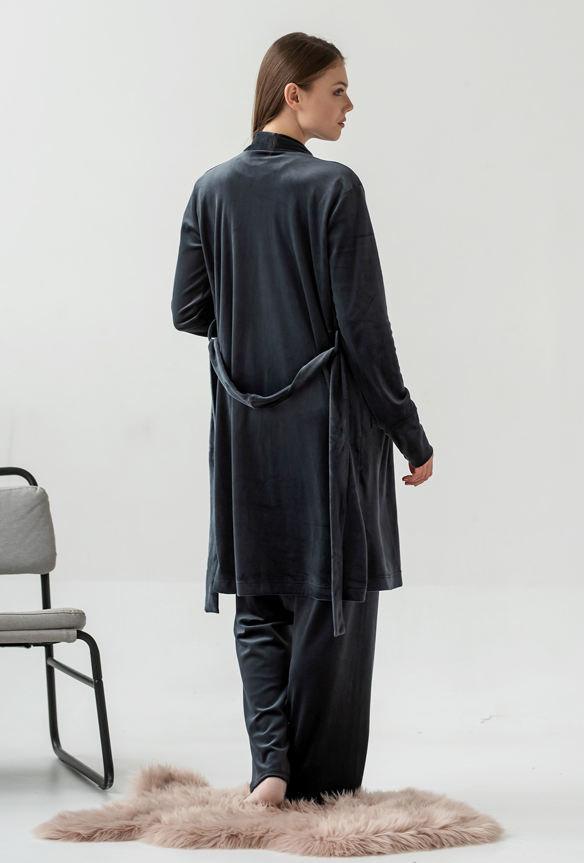 Серый велюровый халат Maritel —  402125. Maritel. Изображенние 2