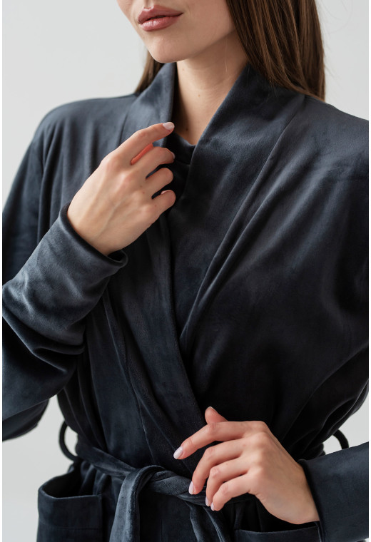 Серый велюровый халат Maritel — 402125. Maritel. Изображенние 3 Серый велюровый халат Maritel — 402125. Maritel. Изображенние 3