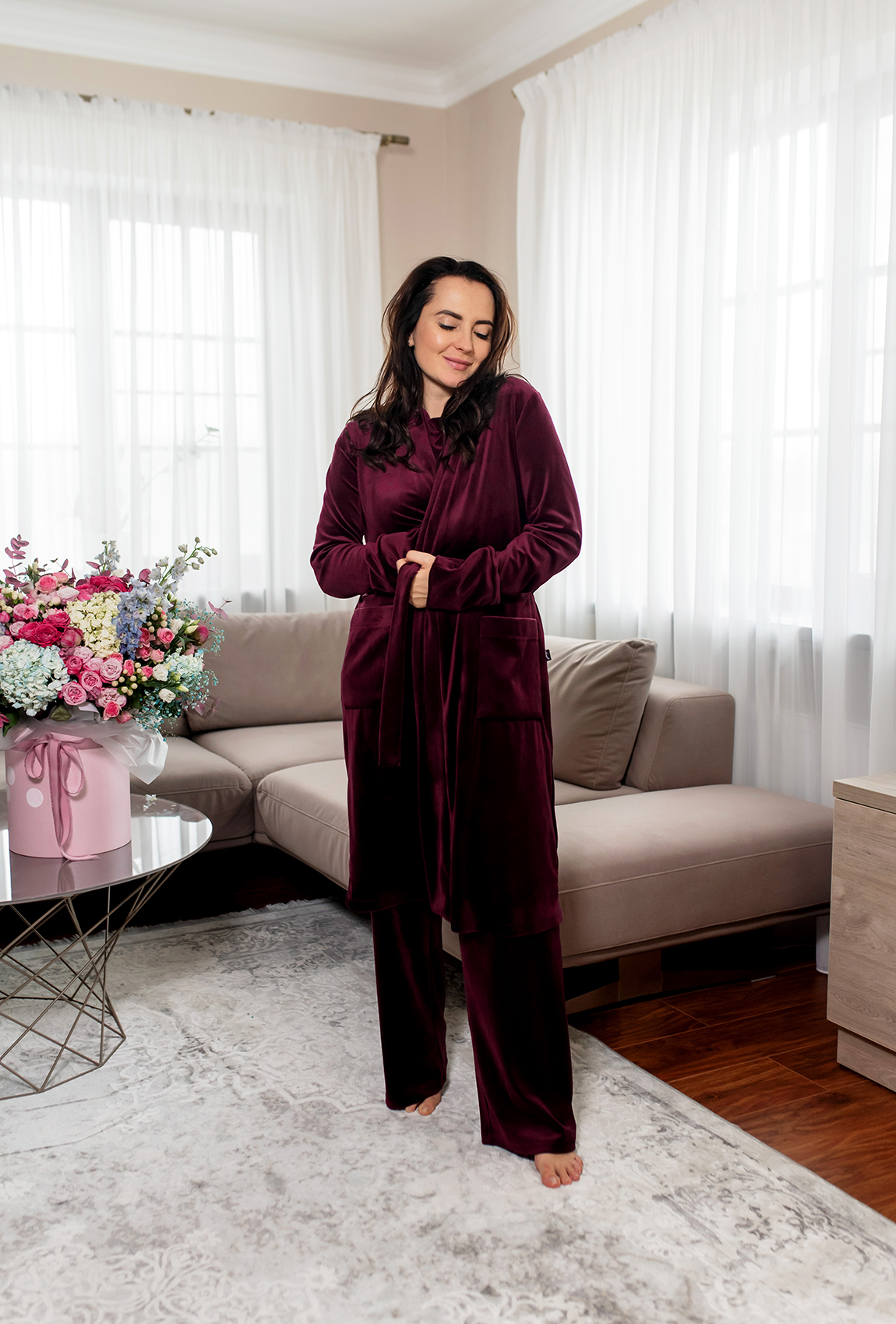 Інжирний велюровий халат —  776514. Maritel. Зображення 1 Інжирний велюровий халат —  776514. Maritel. Зображення 1