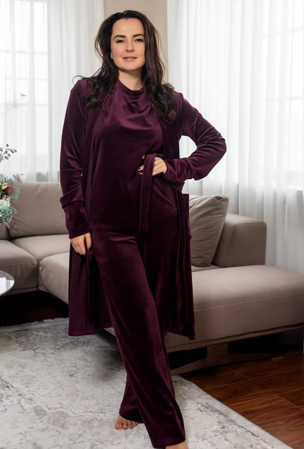 Інжирний велюровий халат —  776514. Maritel. Зображення 2 Інжирний велюровий халат —  776514. Maritel. Зображення 2