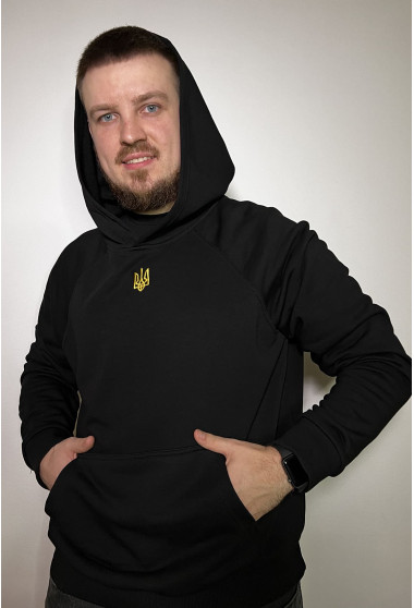 Черное патриотическое мужское худи с трезубцем. Maritel. Изображенние 9