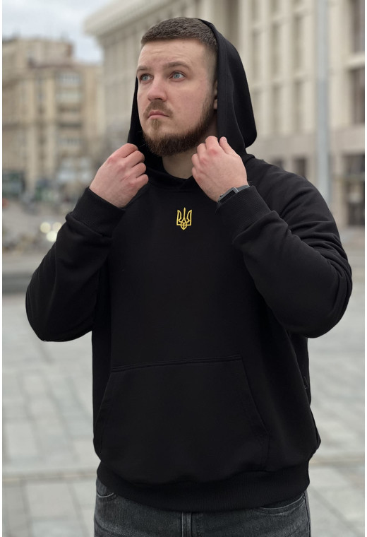 Чорне патріотичне чоловіче худі з тризубом —  962121. Maritel. Зображення 1 Чорне патріотичне чоловіче худі з тризубом —  962121. Maritel. Зображення 1