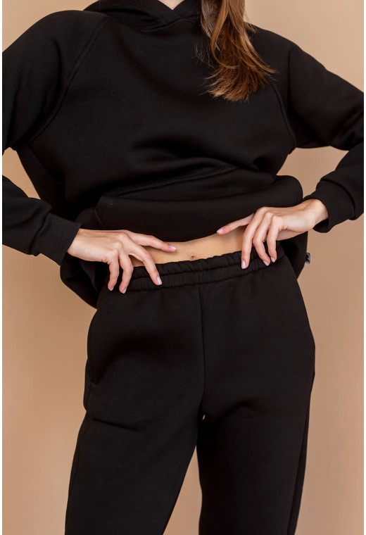 Черный костюм худи футер с довязом — 423175. Maritel. Изображенние 1 Черный костюм худи футер с довязом — 423175. Maritel. Изображенние 1