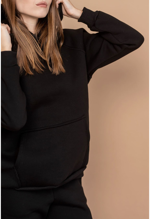 Черный костюм худи футер с довязом — 423175. Maritel. Изображенние 2 Черный костюм худи футер с довязом — 423175. Maritel. Изображенние 2
