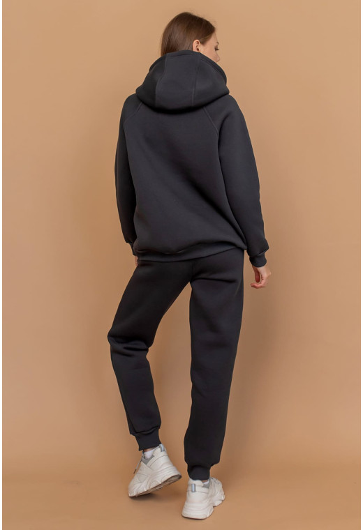 Графитовый костюм худи футер с довязью — 395203. Maritel. Изображенние 2 Графитовый костюм худи футер с довязью — 395203. Maritel. Изображенние 2