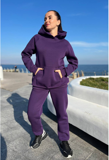 Фиолетовый костюм худи футер с довязом. Maritel. Изображенние 11