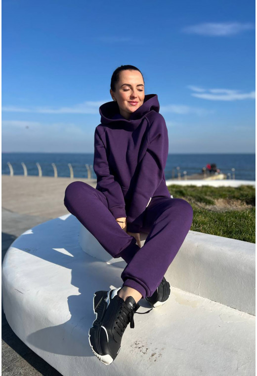 Фиолетовый костюм худи футер с довязом — 819144. Maritel. Изображенние 1 Фиолетовый костюм худи футер с довязом — 819144. Maritel. Изображенние 1