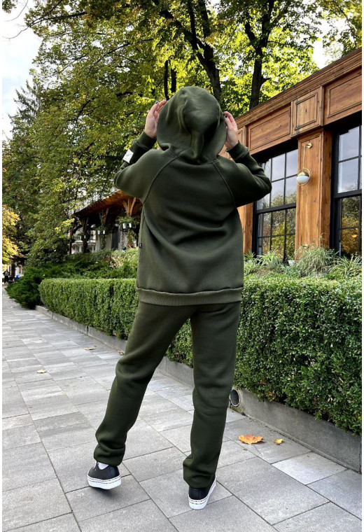 Костюм худи футер с довязом хаки — 761647. Maritel. Изображенние 1 Костюм худи футер с довязом хаки — 761647. Maritel. Изображенние 1