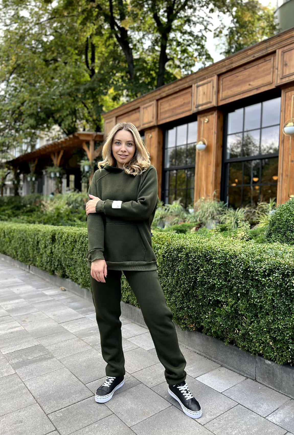 Костюм худи футер с довязом хаки —  761647. Maritel