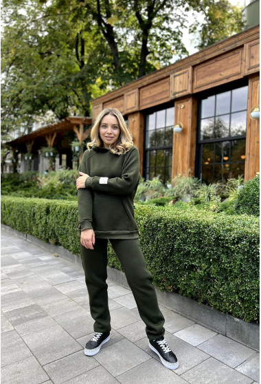 Костюм худи футер с довязом хаки. Maritel. Изображенние 6