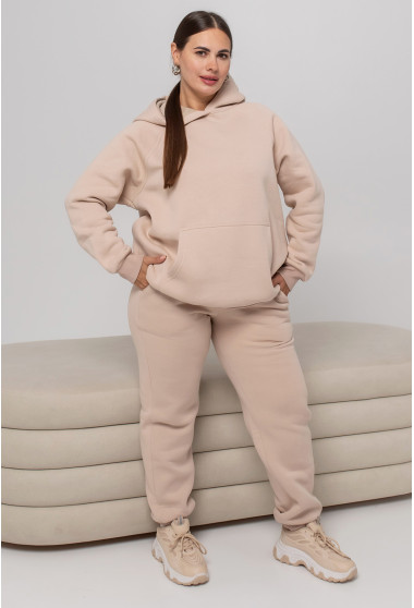 Светло-бежевый костюм худи футер с довязью закрытый капюшон. Maritel. Изображенние 1