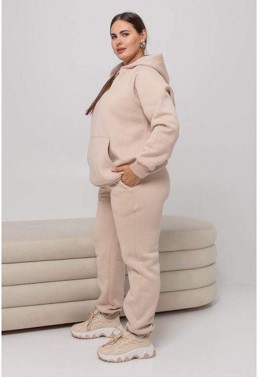 Светло-бежевый костюм худи футер с довязью закрытый капюшон. Maritel. Изображенние 1 Светло-бежевый костюм худи футер с довязью закрытый капюшон. Maritel. Изображенние 1