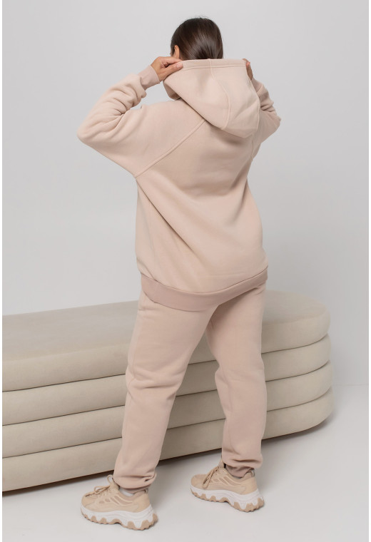 Светло-бежевый костюм худи футер с довязью закрытый капюшон. Maritel. Изображенние 2 Светло-бежевый костюм худи футер с довязью закрытый капюшон. Maritel. Изображенние 2