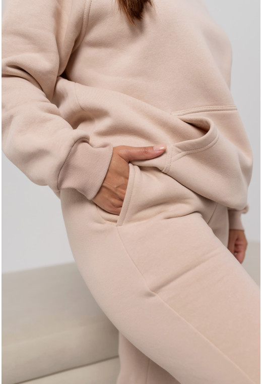 Светло-бежевый костюм худи футер с довязью закрытый капюшон. Maritel. Изображенние 3 Светло-бежевый костюм худи футер с довязью закрытый капюшон. Maritel. Изображенние 3