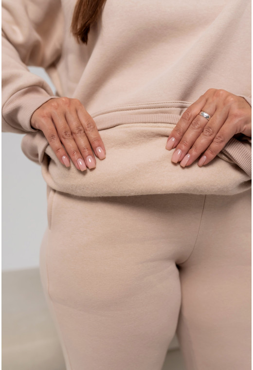 Светло-бежевый костюм худи футер с довязью закрытый капюшон. Maritel. Изображенние 4 Светло-бежевый костюм худи футер с довязью закрытый капюшон. Maritel. Изображенние 4