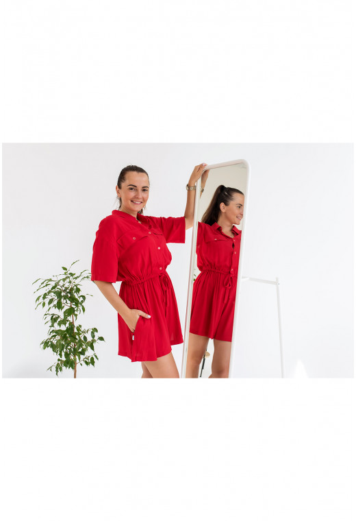 Малиновый льняной комбинезон — 855161. Maritel. Изображенние 2 Малиновый льняной комбинезон — 855161. Maritel. Изображенние 2