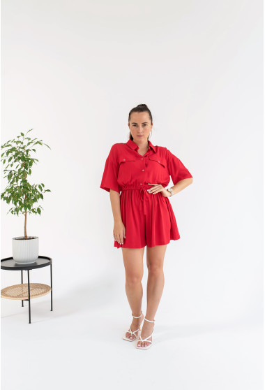 Малиновий лляний комбінезон. Maritel. Зображення 9