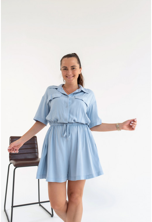 Голубой льняной комбинезон — 386591. Maritel. Изображенние 2 Голубой льняной комбинезон — 386591. Maritel. Изображенние 2