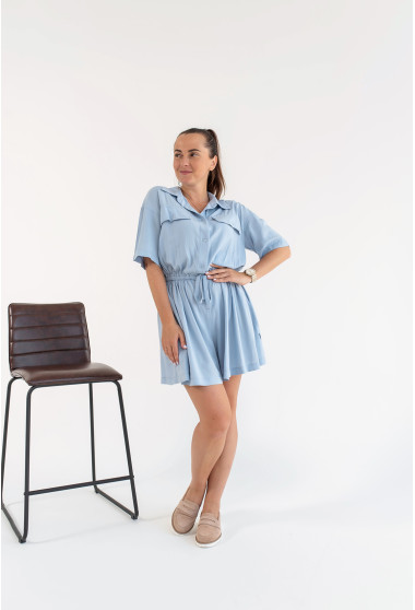 Блакитний лляний комбінезон. Maritel. Зображення 8