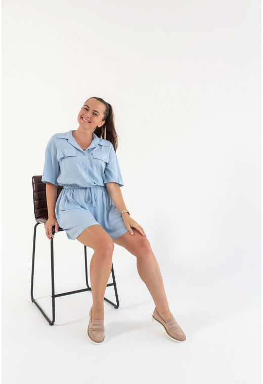 Голубой льняной комбинезон — 386591. Maritel. Изображенние 1 Голубой льняной комбинезон — 386591. Maritel. Изображенние 1