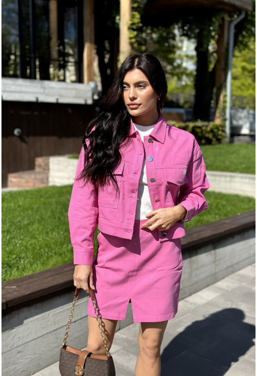 Рожевий бавовняний костюм з піджаком та спідницею —  374856. Maritel. Зображення 1 Рожевий бавовняний костюм з піджаком та спідницею —  374856. Maritel. Зображення 1