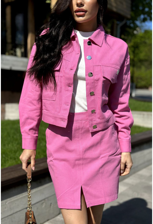 Рожевий бавовняний костюм з піджаком та спідницею —  374856. Maritel. Зображення 3 Рожевий бавовняний костюм з піджаком та спідницею —  374856. Maritel. Зображення 3