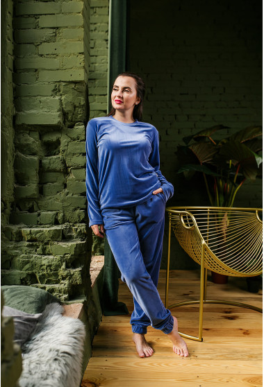 Синий велюровый домашний костюм. Maritel. Изображенние 10