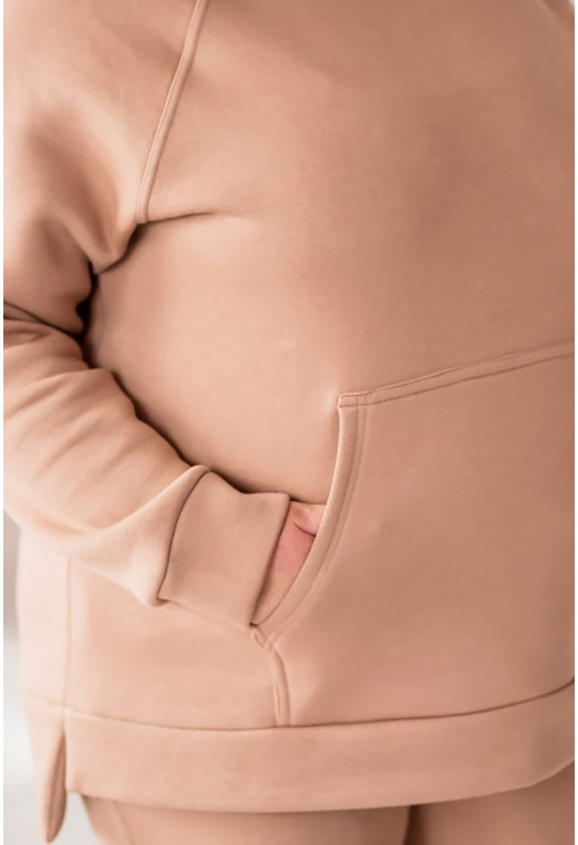 Бежевый спортивный костюм с худи футер — 149711. Maritel. Изображенние 2 Бежевый спортивный костюм с худи футер — 149711. Maritel. Изображенние 2