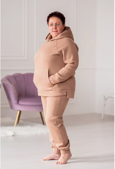 Бежевый спортивный костюм с худи футер. Maritel. Изображенние 9