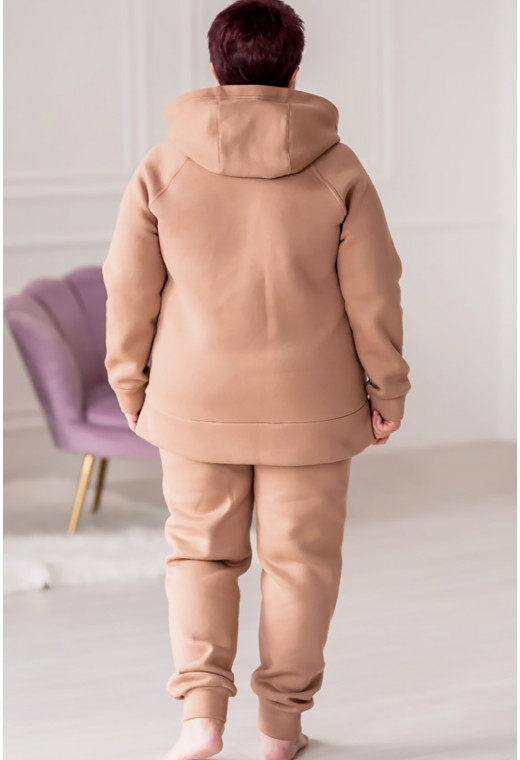 Бежевый спортивный костюм с худи футер — 149711. Maritel. Изображенние 1 Бежевый спортивный костюм с худи футер — 149711. Maritel. Изображенние 1