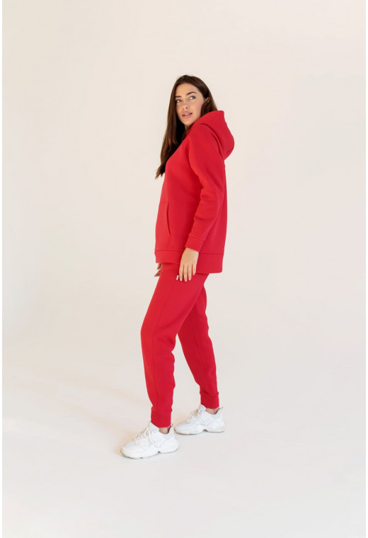Малиновый спортивный костюм с худи футер — 160514. Maritel. Изображенние 1 Малиновый спортивный костюм с худи футер — 160514. Maritel. Изображенние 1