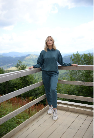 Смарагдовий замшевий костюм з худі. Maritel. Зображення 8