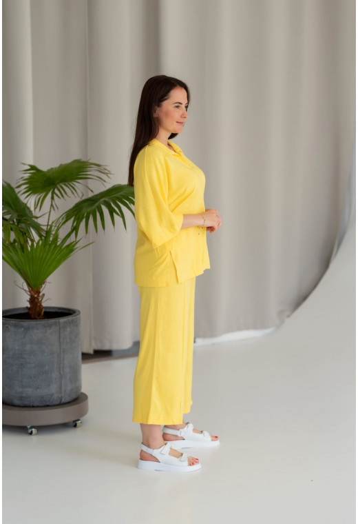 Желтый льняной костюм с кюлотами — 381397. Maritel. Изображенние 2 Желтый льняной костюм с кюлотами — 381397. Maritel. Изображенние 2