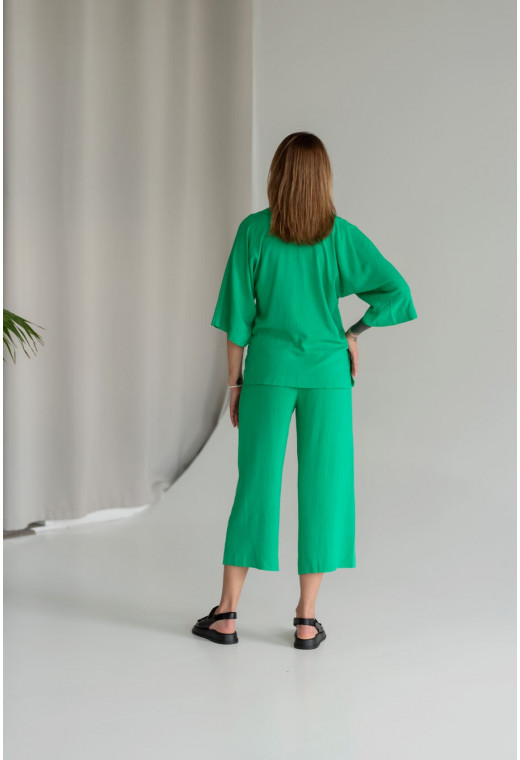Зеленый льняной костюм с кюлотами — 528644. Maritel. Изображенние 2 Зеленый льняной костюм с кюлотами — 528644. Maritel. Изображенние 2