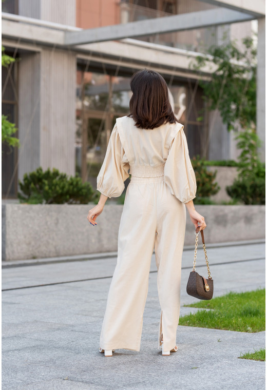 Бежевий костюм льон з широким рукавом — 387172. Maritel. Зображення 3 Бежевий костюм льон з широким рукавом — 387172. Maritel. Зображення 3