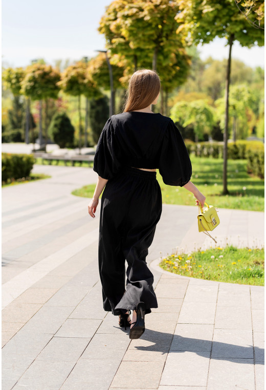 Чорний костюм льон з широким рукавом — 915544. Maritel. Зображення 3 Чорний костюм льон з широким рукавом — 915544. Maritel. Зображення 3